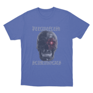Peeling Flesh Slamaholics Skull Unisex T Shirt Blue